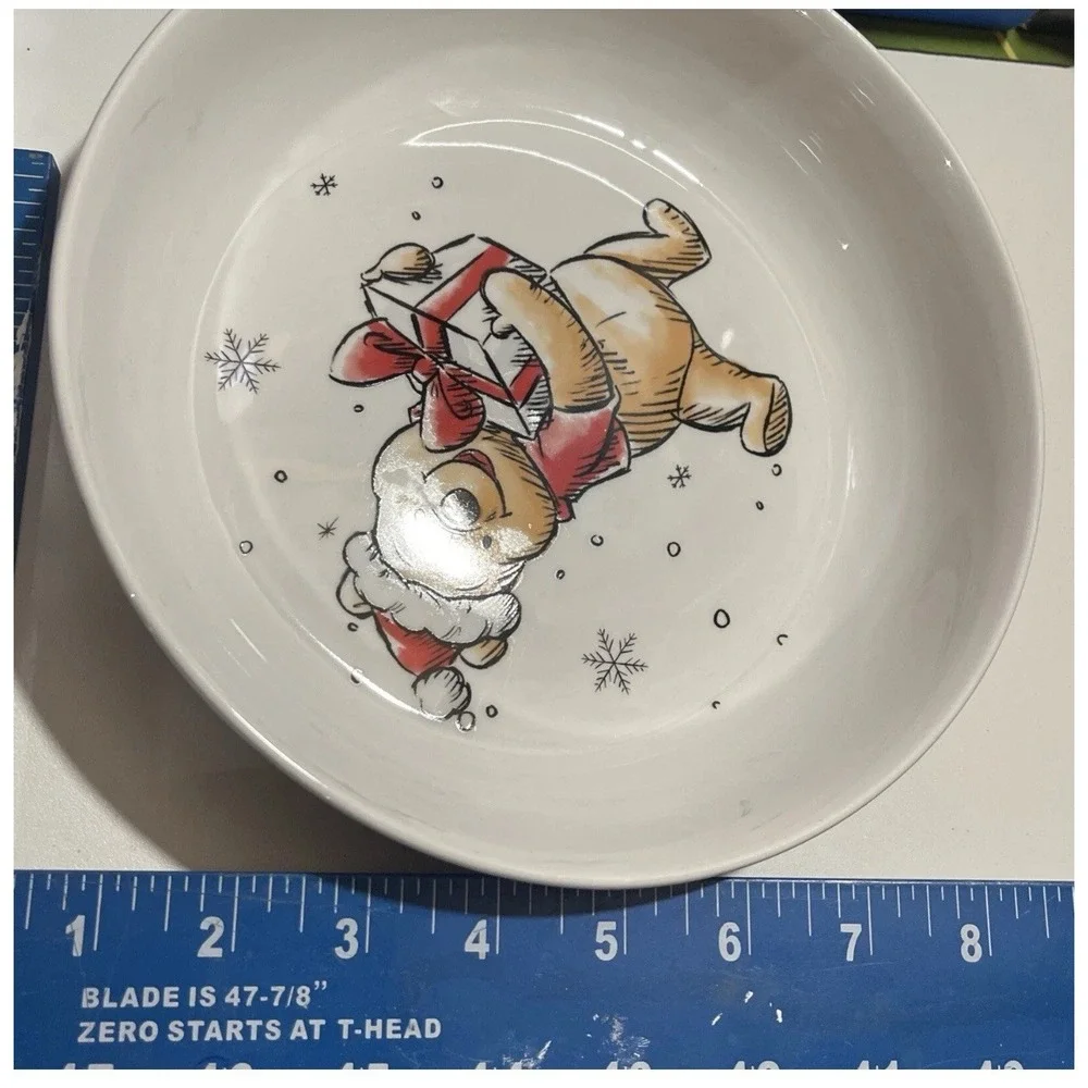 Disney Winnie the Pooh Christmas Snowflake Time For Sharing Dinner‎ Bowl Platter